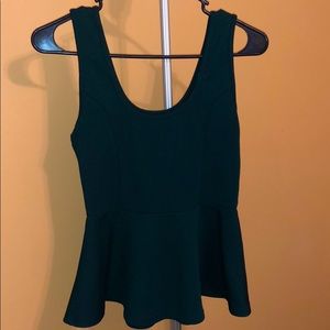 Hunter Green Scoop Neck Peplum Top